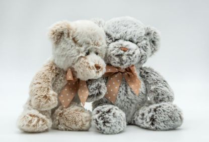 Bild von TOYTOYTOY, Plüsch Teddybär sitzend mit Schleife, 20cm, braun, grau, 12102