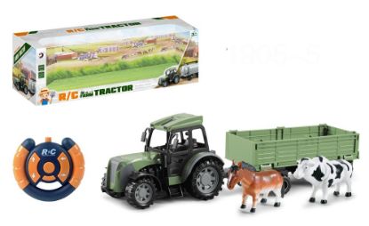 Picture of ToyToyToy, R/C Traktor mit Anhänger & 2 Bauernhoftieren, 46x10x13cm, 523635