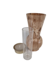 Bild von Teelicht Halter aus Buchenholz, auch als Vase mit Glaseinsatz verwendbar - ENE24
