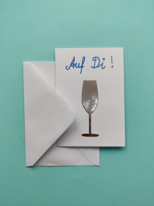 Grußkarte "Auf Di - Sektflöte" Gold Kupfer Weiß  Geburtstag Gratuliere Gratulation Hochzeit Jubiläum