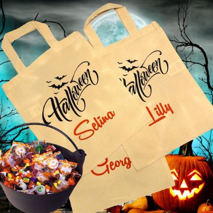 Picture of Personalisierbares Halloween-Sackerl – dein Name, dein Stil, dein Süßigkeiten-Sammler! 🦇🎃